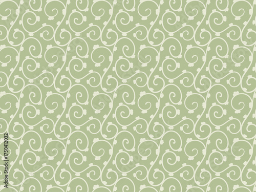 Subtle green wallpaper with arabesque design
