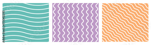 Soft zigzag pattern, Pastel colorful background with seamless line, wobbly stripe. Set of wavy zigzag lines. Vector illustration.