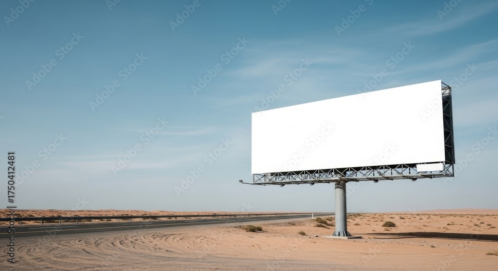 Obraz premium Billboard Mockup Advertising Desert Road Blank Signage Sky Space Commercial