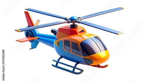 Wallpaper Mural Vibrant 3D Cartoon Helicopter Isolated on Black - Glossy Blue & Orange Air Transport Render for Kids, Travel & Tech Concepts Torontodigital.ca