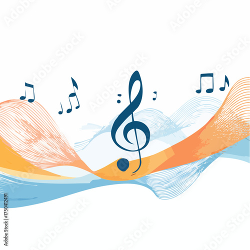 Melodic Composition Musical Notes Ascending on Waves of Harmony and Rhythm, Evoking a Feeling of Joy and Creative Expression