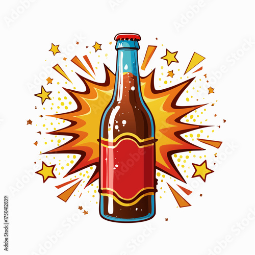 Explosive Refreshment Fizzy Drink with Pop Art Style