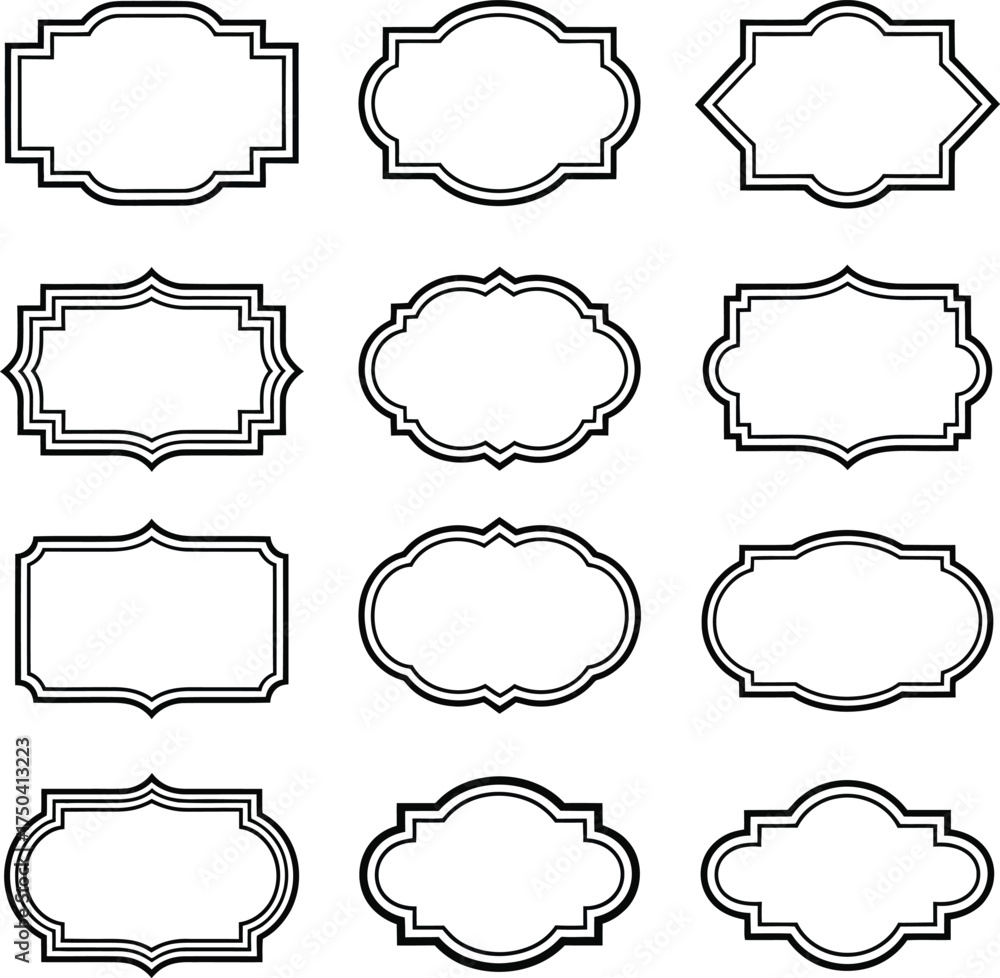 Fototapeta premium Collection of ornate decorative vintage frames and borders in various unique shapes