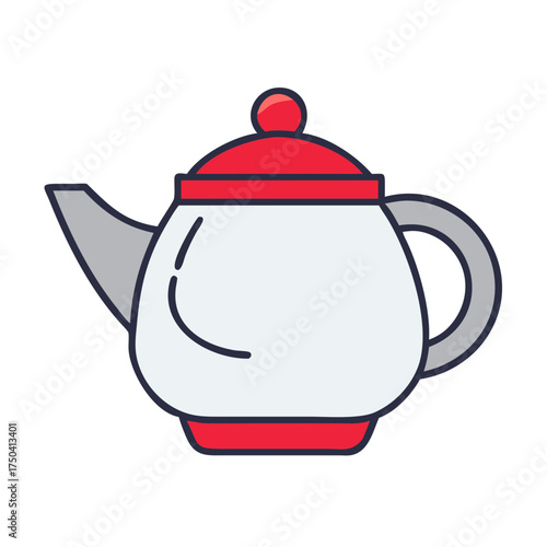 Traditional yixing teapot illustration in red and gray colors  