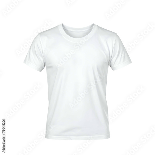A blank white short-sleeved crew neck t-shirt isolated on a black background