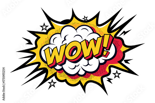 Pop art style WOW Comic book cloud in the middle vector illustration
