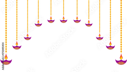 Diwali hangings, Diya hangings for festival decoration isolated on white, transparent background