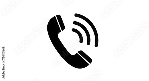 Outline of a Ringing Telephone Handset with Sound Waves isolated on a transparent background