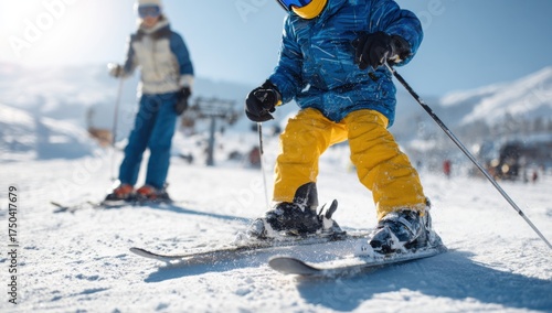 Wallpaper Mural A young boy learning to ski. Torontodigital.ca