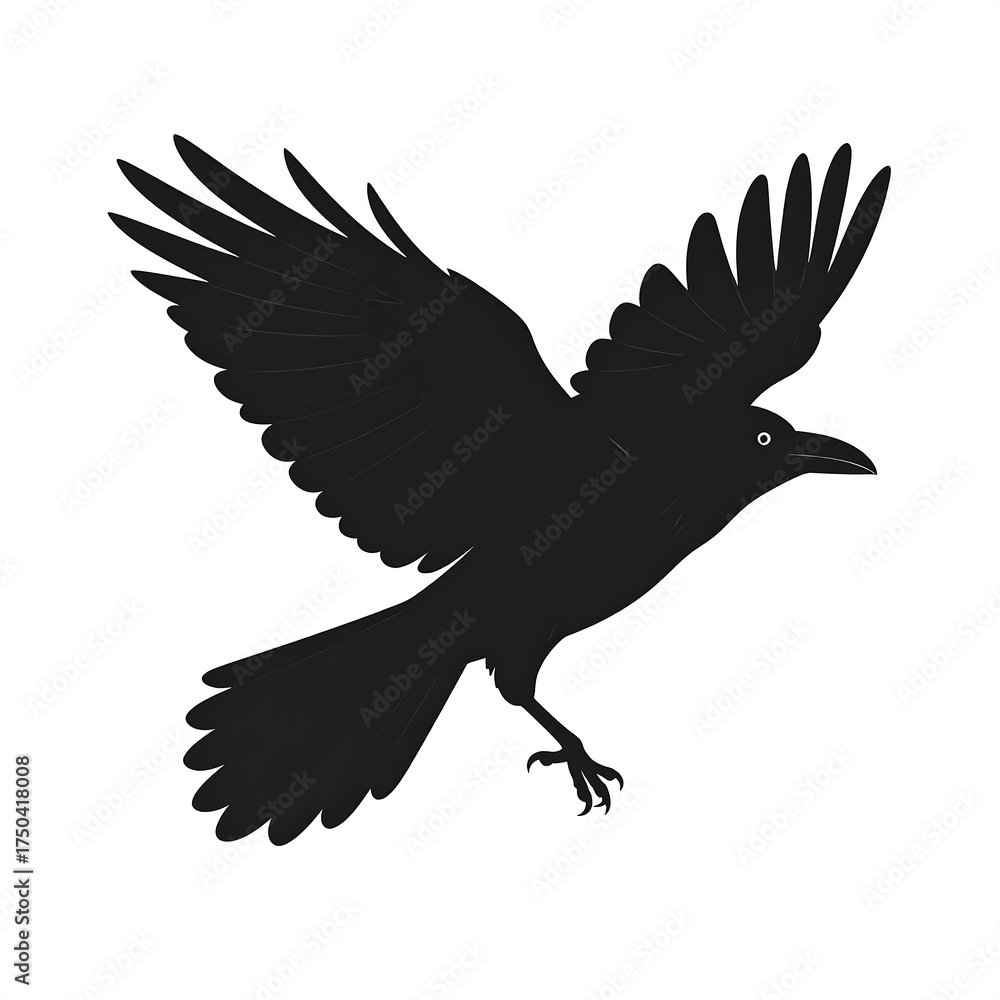 Obraz premium Silhouette of a flying crow