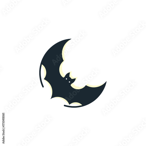 Dark bat silhouette against a bright moon, Halloween concept.