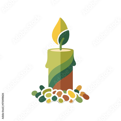 Eco-Friendly Candle with Leaf Flame - A Symbol of Natures Light.