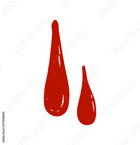 Red Liquid Drips on White Background