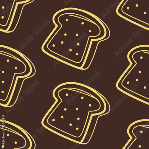 High quality photo of a seamless pattern of toast slices with yellow outline vector