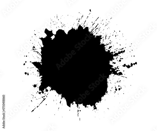 Black Ink Splash Texture on White Background