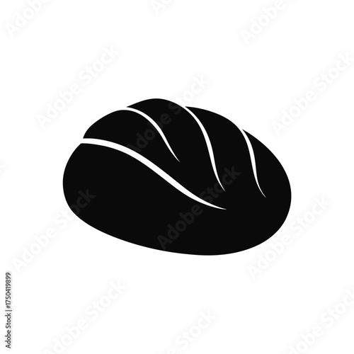 Silhouette of a loaf of bread with crust on transparent background