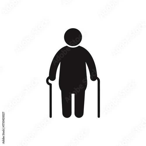 Silhouette of person with walking sticks on transparent background