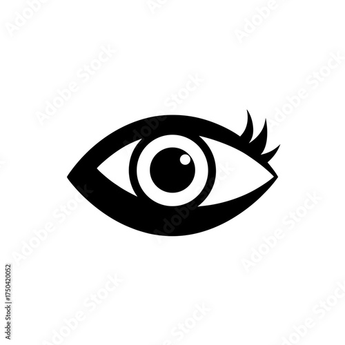Stylized eye with lashes simple graphic on transparent background silhouette