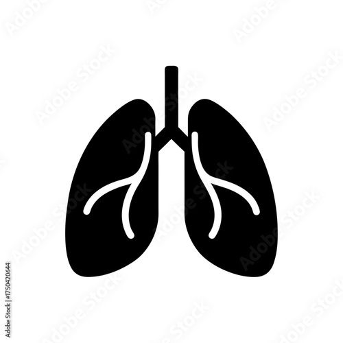 Silhouette illustration of human lungs on transparent background