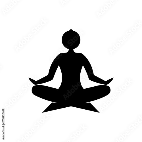 Silhouette of person in lotus position pose on transparent background
