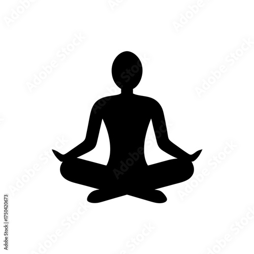 Silhouette of person in lotus position pose on transparent background