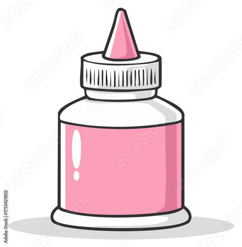 A simple cartoon illustration of a pink squeeze bottle of craft glue