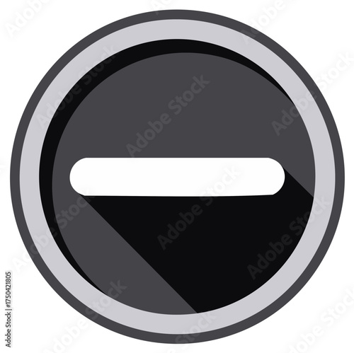 Minus Sign Inside a Circle with Shadow, Negative Symbol for Website or User Interface