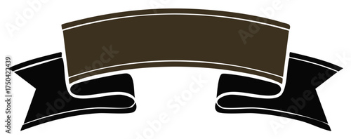 Elegant Vintage Style Brown and Black Ribbon Banner Isolated Decoration for Invitations or Emblems