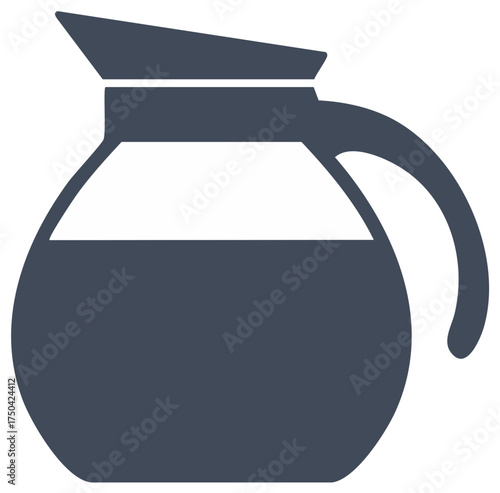 Minimalist vector glyph icon of a classic coffee pot carafe with fresh brewed coffee.