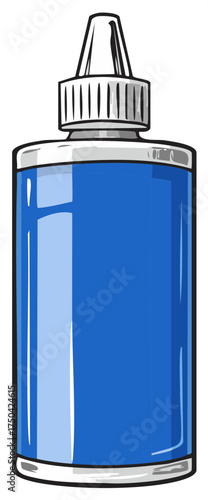 Blue plastic dropper bottle with liquid solution cartoon illustration