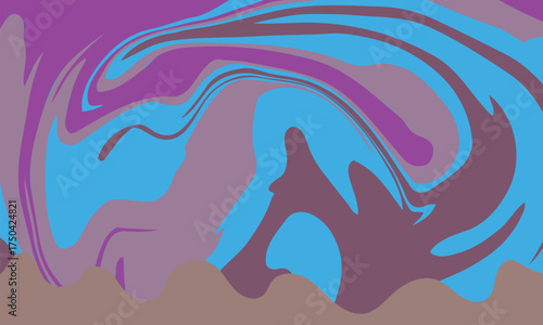 Blue watercolor abstract waves background