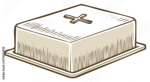 Christian Communion Host Box with Cross for Church Eucharist Symbol