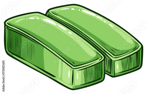 Matcha Flavored Candy Chews Delicious Green Rectangular Asian Dessert Sweets Treats