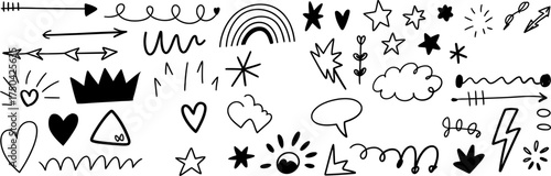 Doodle art collection featuring hand drawn vector design