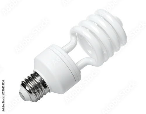 A compact fluorescent lightbulb against a pure black backdrop