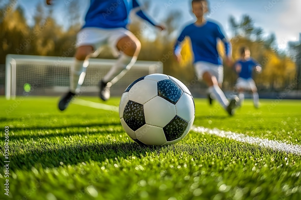 Fototapeta premium Children competing in a�soccer game.