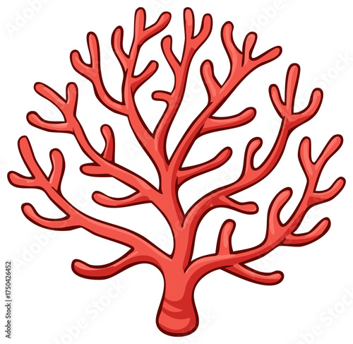 Bright Red Coral Marine Life Illustration of a Vibrant Ocean Organism or Underwater Ecosystem Element