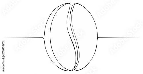 Single Line Drawing of a Coffee Bean with Split