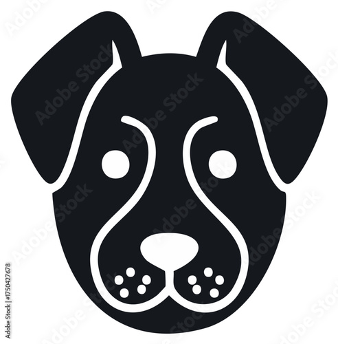 Minimalist Black Dog Head Icon Design, Simple Vector Graphic for Pet Concepts