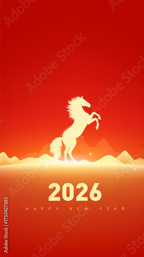 Red New Year propaganda vertical edition illustration Horse Spring Festival