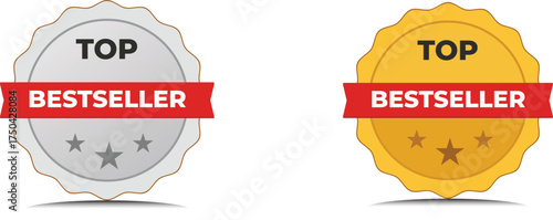 Top Bestseller Silver and Gold Vector Badges
