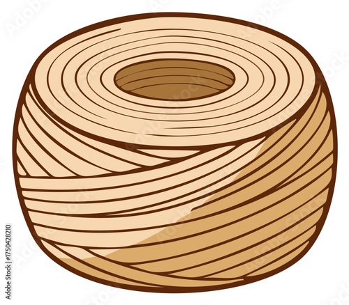 Simple cartoon vector illustration of a spool of natural twine or string