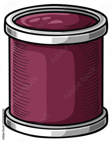 Stylized jar with dark red jam or jelly preserves kitchen food product