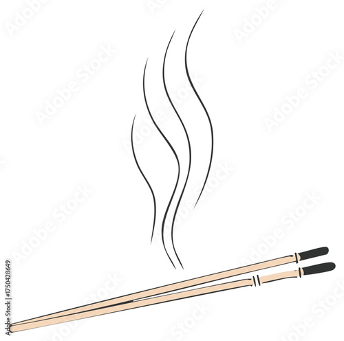 Chopsticks with steam rising, Asian cuisine concept illustration.