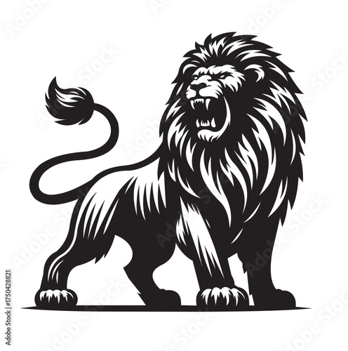 Vector design of a lion animal image that is brave and full of meaning, very suitable for a logo or logo in a business brand, or a porter.
