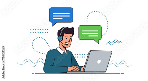 Dedicated customer service agent ready to assist with your inquiries through online chat, providing top notch support with a friendly smile and modern technology
