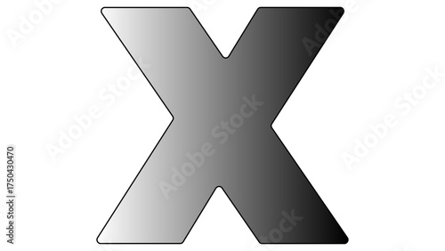 A large letter x with a gray gradient fill displayed against a white background in a simple design