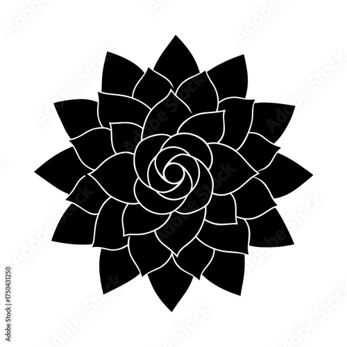 Succulent Rosette Silhouette Vector Flat Clean Look