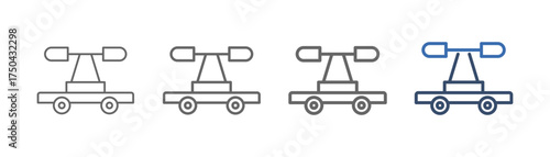 
outline icon set draisine with motorized cart design
