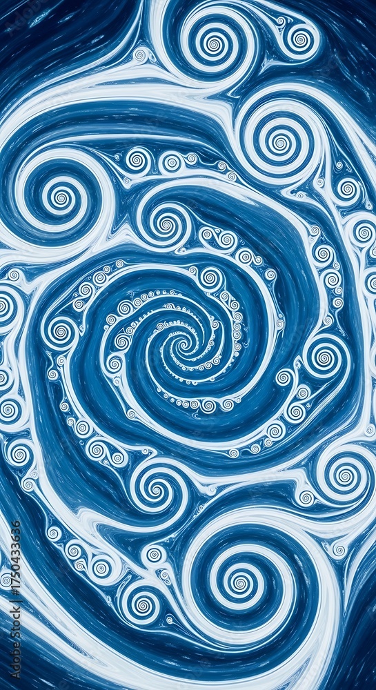 Obraz premium Hypnotic Blue Swirls - A Mesmerizing Abstract Vortex of Spiraling Energy.